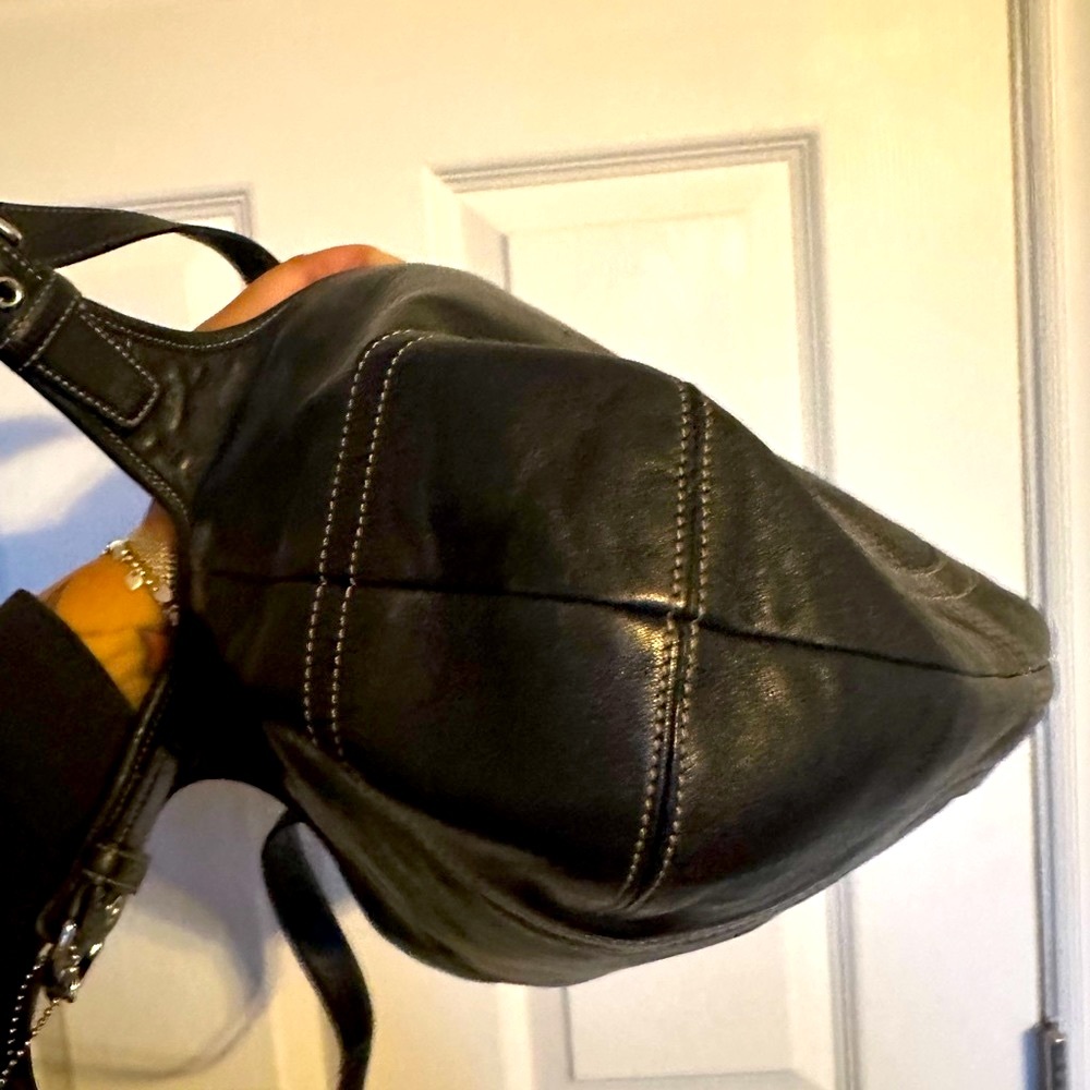 COACH Vintage Genuine Leather Bag Y2K Retro Purse Like New Handbag Black - Picture 10 of 13